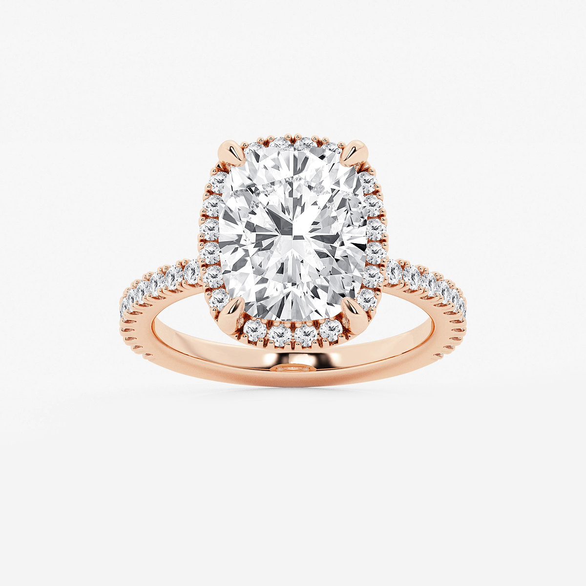 5 1/2 ctw Elongated Cushion Lab Grown Diamond Halo Engagement Ring